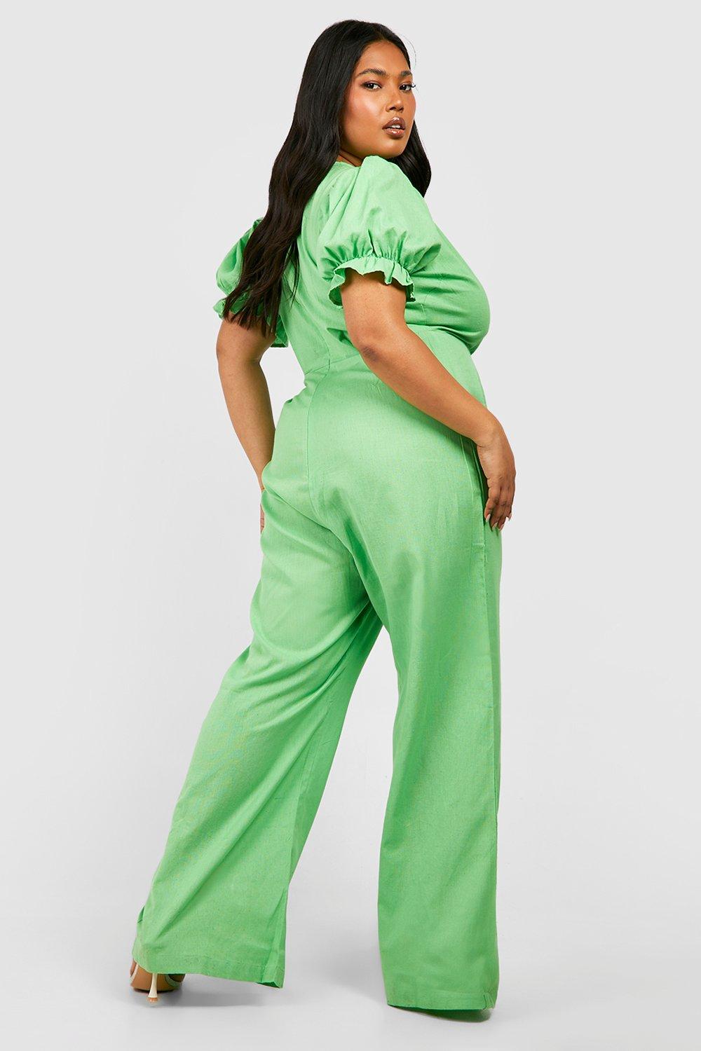 Plus Puff Sleep Wrap Wide Leg Jumpsuit